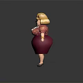 Cartoon Female Character With Blonde Curly Hair Pearl Necklace Polka Dot Top And Maroon Skirt