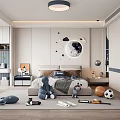 Cozy Kids Room Interior With Moon Star Wall Decor Stuffed Animals Bed And Toys