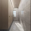 Modern Public Restroom Interior Design With Washbasins Mirrors Tile Walls And Soft Lighting