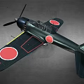 Black Vintage Airplane Model With Red Circle Markings And Propeller