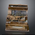 Vintage Wooden Cash Register With Mechanical Keyboard And Display Window