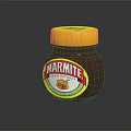 Marmite Yeast Extract Jar With Yellow Lid On Black Reflective Surface