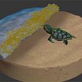 Baby Sea Turtle Hatchling On Sandy Beach Near Blue Ocean Waves