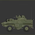 Green Camouflage Armored Vehicle With Antennas Weapon System And Wheels