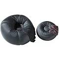 Black Leather Bean Bag Chairs Comfortable Casual Seating With Large And Small Sizes 3d model
