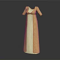 Yellow Long Dress With White Polka Dots And Short Sleeves Design