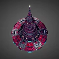 Futuristic Cosmic Space Station With Intricate Ring Structure And Glowing Spire