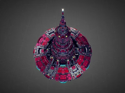 Futuristic Cosmic Space Station With Intricate Ring Structure And Glowing Spire 3d model