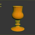 Orange Shiny Glass Cup With Decorative Layered Base For Household Daily Use