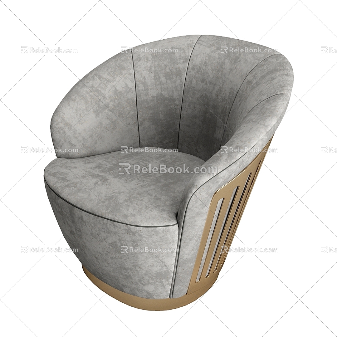 Modern Lounge Chair George Series Swivel Casual Frosted Leather 3d model