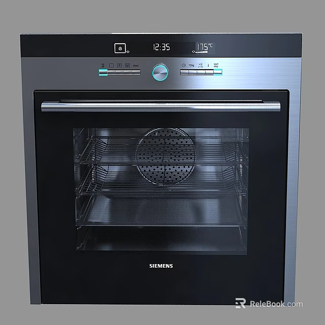 Modern Kitchen Appliance Siemens Oven with Digital Display Time and Temperature 3d model 