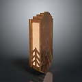 Wooden Standing Lamp With Geometric Structure Textured Surface And Decorative Light Panel 3d model