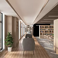 Modern Library Bookstore Leisure Book Bar Book Reading Room Leisure Table and Chair Bookcase Bookshelf 3d model