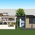 Modern Rural Self Built House Exterior With Green Trees Glass Windows And Balcony