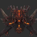 Detailed Mythical Reptile Creature With Flaming Lava Horns And Spiked Exoskeleton