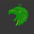 Golden Eagle Head Pendant With Shiny Surface And Detailed Feather Design 3d model