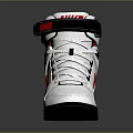 White High Top Sneakers with Red Accents Black Strap Laces and Black Sole Design