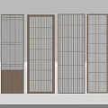 Modern Sliding Doors With Grid Patterns And Wooden Frames In Various Designs 3d model