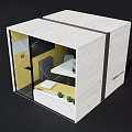 Modern Modular Office Workspace With Glass Doors Desk Computer Yellow Walls And Plants