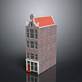 Model Dutch Style House With Red Brick Exterior Red Roof And White Frames