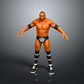 3D Model Of Shirtless Wrestler In Standing Pose With Black Armbands Wrestling Trunks Striped Socks