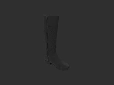 Stylish Black Knee High Leather Boots With Classic Design For Women 3d model