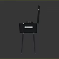 Vintage Black Record Player With Open Lid And Stand Legs Design