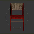 Modern Single Chair With Red Cushion Woven Backrest And Wooden Frame Design