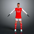 Arsenal Football Player 3D Model Wearing Red Jersey White Shorts Black Gloves With Grey Background