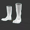 Black Knee High Leather Boots With Non Slip Textured Sole Design