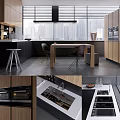 Modern Open Kitchen Interior With Wooden Cabinets Island Sink And Appliances