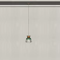 Artistic Pendant Light With Green Yellow Stained Glass Shade And Metal Frame Design