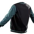 Stylish Black And Teal Baseball Jacket With Buttons And Pocket