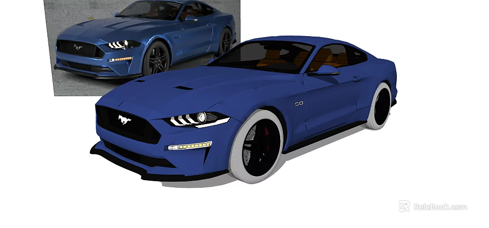 Blue Mustang Sports Car With Sleek Exterior Design And Modern Styling Features 3d model 