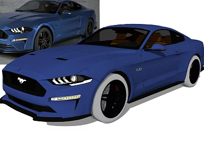 Blue Mustang Sports Car With Sleek Exterior Design And Modern Styling Features 3d model