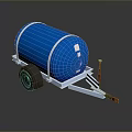 Blue Liquid Storage Tank Trailer With Metal Base And Rubber Wheels Structure 3d model