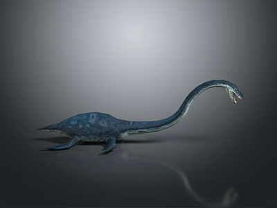 Blue Long Neck Marine Reptile Model With Streamlined Body And Webbed Flippers 3d model