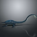 Blue Long Neck Marine Reptile Model With Streamlined Body And Webbed Flippers