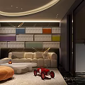 Modern Living Room Interior Design With Open Layout Sofa TV Wall And Decorative Elements 3d model