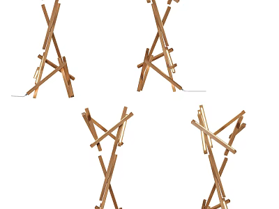 Wooden Floor Lamp With Modern Crossed Stand For Home Living Room Decor 3d model