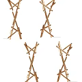 Wooden Floor Lamp With Modern Crossed Stand For Home Living Room Decor
