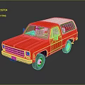 Pink Vintage Pickup Truck With White Roof On Reflective Surface