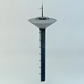 Slim Modern Tower With Circular Top Platform And Antenna Structure 3d model