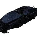 Wrecked Car After Accident With Damaged Body Broken Windows And Open Doors