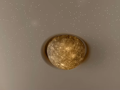 Modern Ceiling Design With Circular Moon Textured Light And Small Star Like Lights 3d model