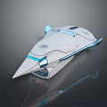 Futuristic Streamlined White Vehicle With Blue Accents And Smooth Surface Design