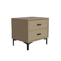 Modern Beige Bedside Table With Two Drawers And Sleek Black Legs 3d model