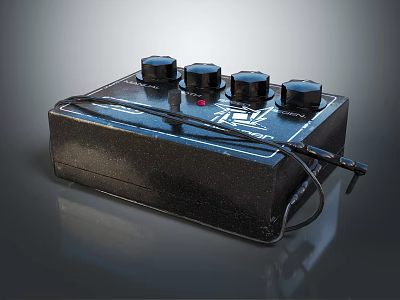 Black PEAVEY Control Panel with Four Knobs and Connected Cable for Audio Equipment 3d model
