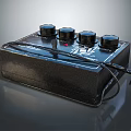 Black PEAVEY Control Panel with Four Knobs and Connected Cable for Audio Equipment 3d model