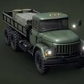Green Military Utility Vehicle With Cargo And Large Tires